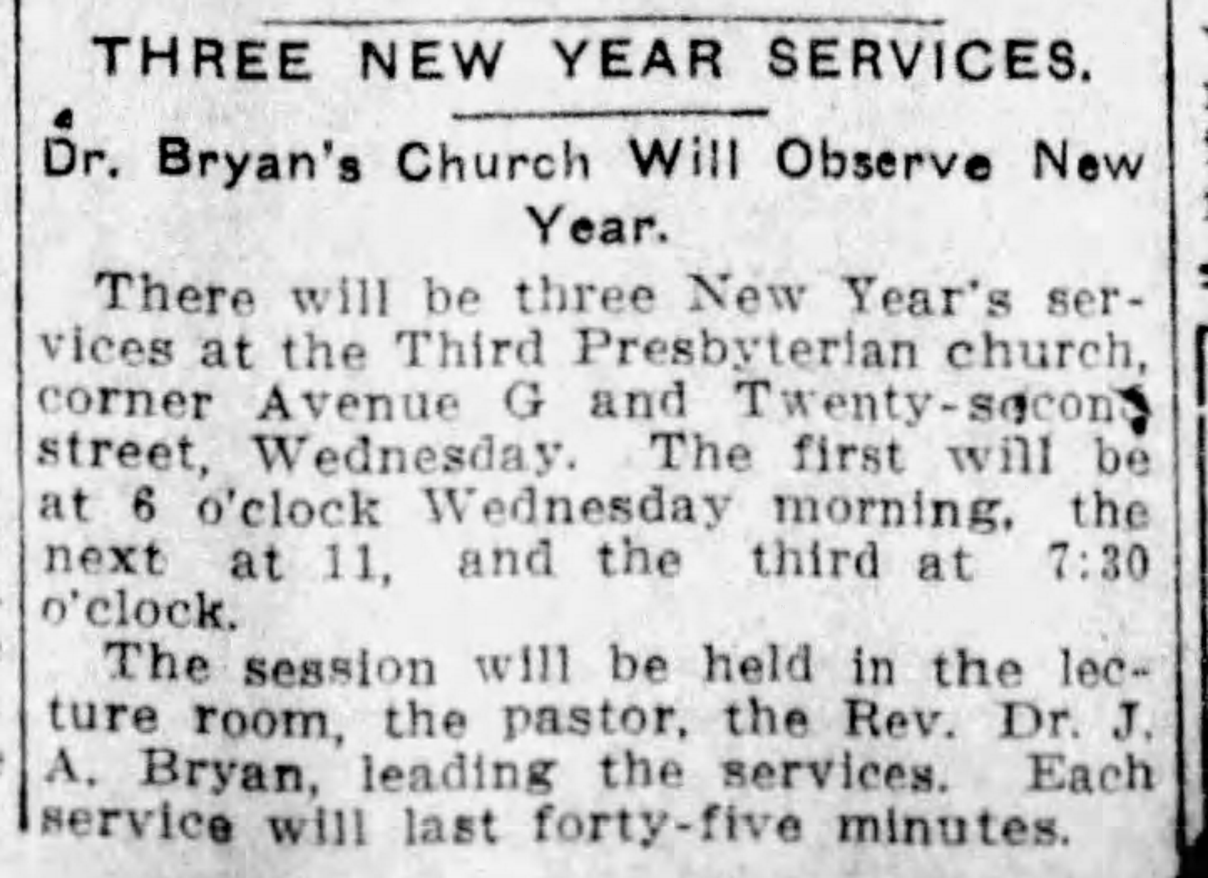 Three New Years' Services